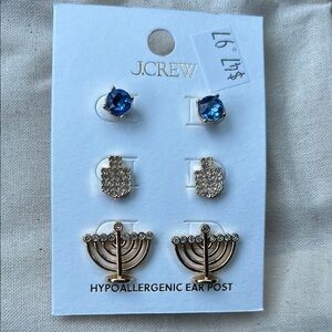 J. Crew  HANUKKAH Blue and Gold Earrings Set
Dreidel menorah